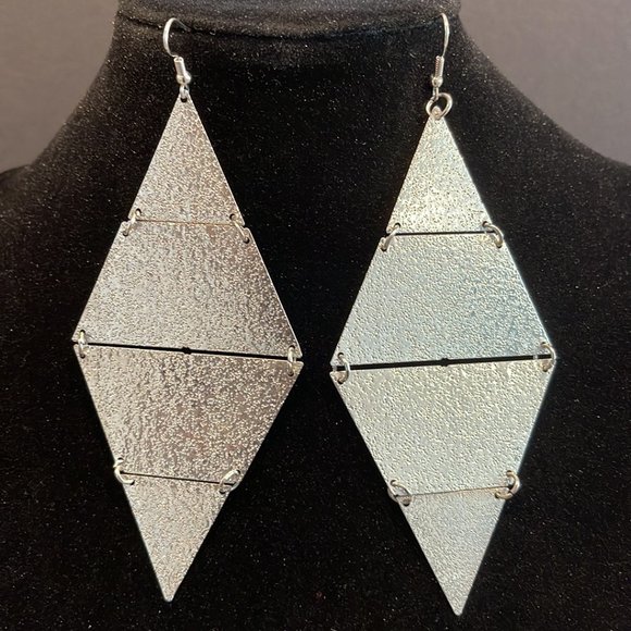 Diamond-Shaped Link Drop Earrings - Picture 1 of 6